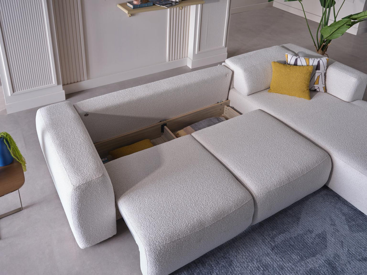 Picasso Oscar White RAF Chaise Sleeper Sectional from Bellona - Luna Furniture