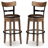 Pinnadel Grayish Brown Bar Height Bar Stool (Set of 2) from Ashley - Luna Furniture