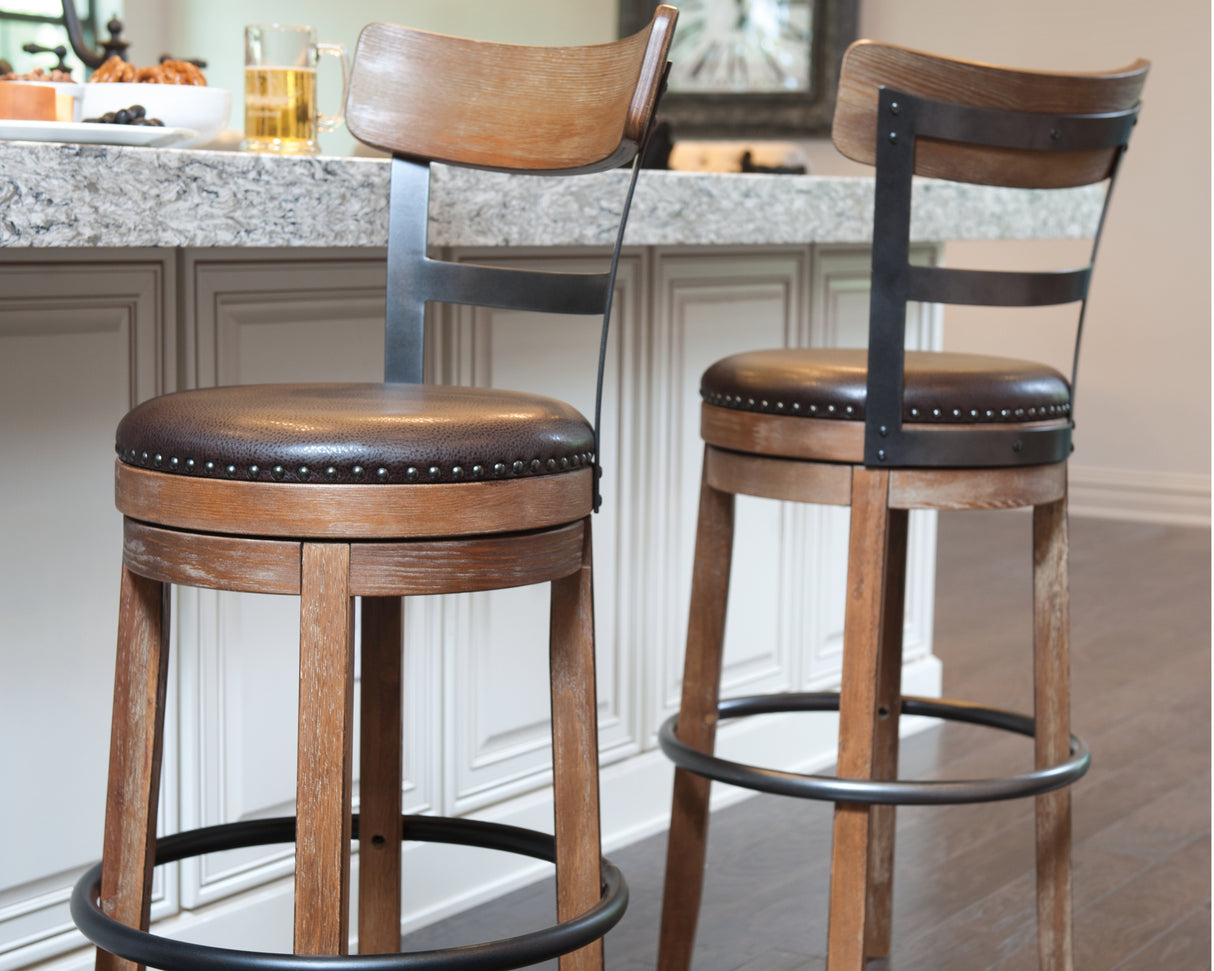 Pinnadel Grayish Brown Bar Height Bar Stool (Set of 2) from Ashley - Luna Furniture