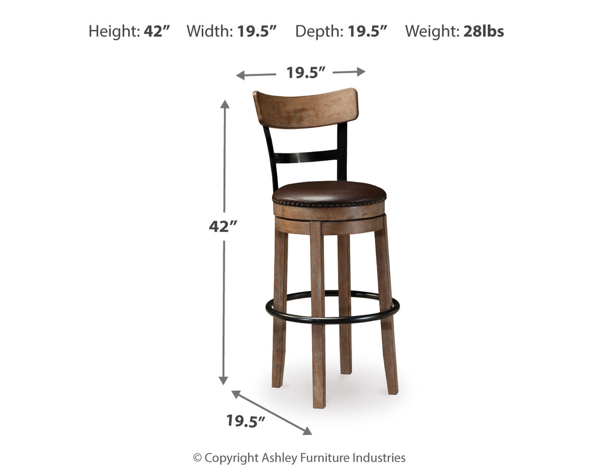 Pinnadel Grayish Brown Bar Height Bar Stool (Set of 2) from Ashley - Luna Furniture