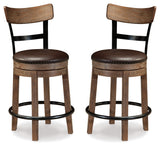 Pinnadel Grayish Brown Counter Height Bar Stool (Set of 2) from Ashley - Luna Furniture