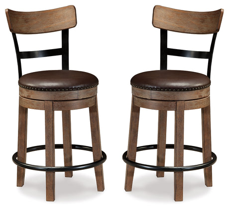 Pinnadel Grayish Brown Counter Height Bar Stool (Set of 2) from Ashley - Luna Furniture