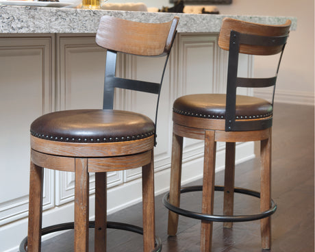 Pinnadel Grayish Brown Counter Height Bar Stool (Set of 2) from Ashley - Luna Furniture