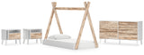 Piperton Twin Tent Bed with Dresser and 2 Nightstands in Two-tone Brown/White from Ashley - Luna Furniture