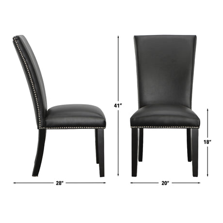 Camila Black 5-Piece Rectangle Gray Marble Top Dining Set from Steve Silver - Luna Furniture