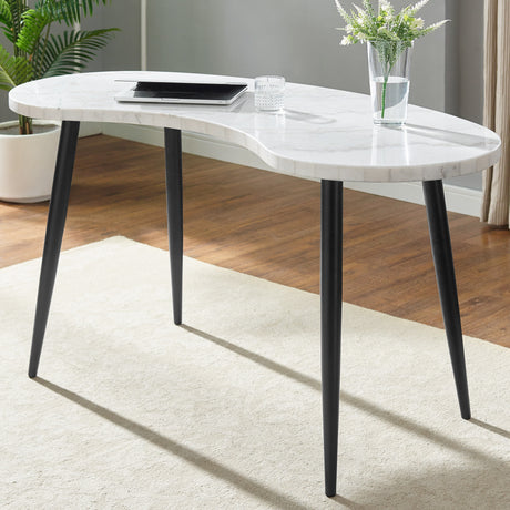 Kinsley White Marble Kidney Shaped Desk from Steve Silver - Luna Furniture