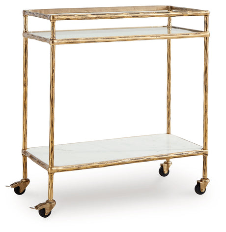 Plattfield Antique Gold Finish Bar Cart - A4000625