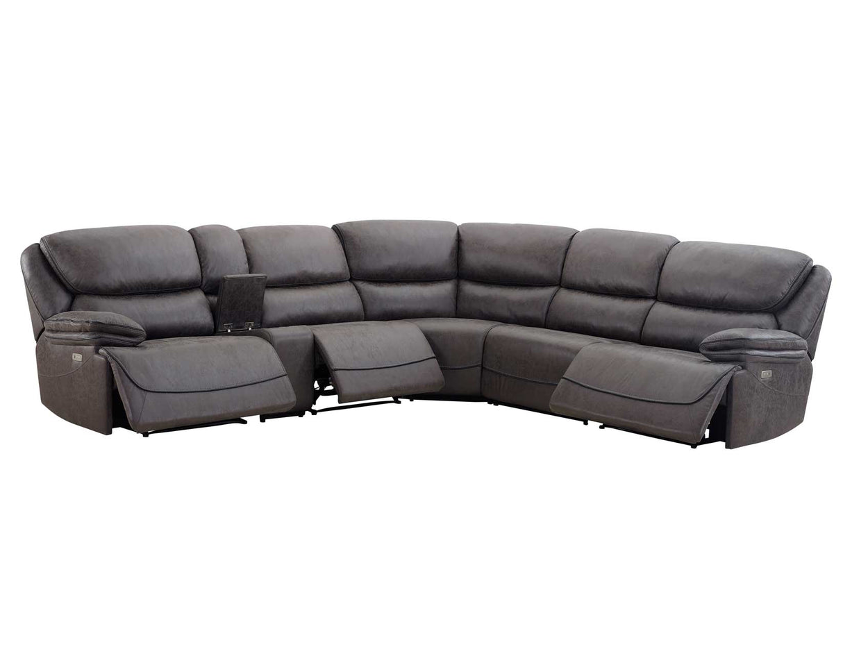 Plaza Smoked Gray 6-Piece Power Reclining Sectional from Steve Silver - Luna Furniture