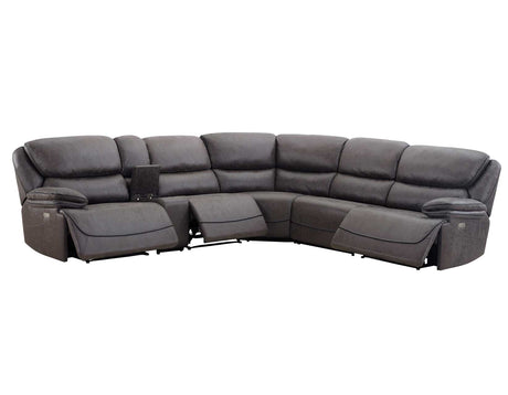 Plaza Smoked Gray 6-Piece Power Reclining Sectional from Steve Silver - Luna Furniture