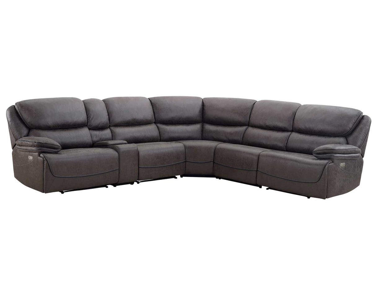Plaza Smoked Gray 6-Piece Power Reclining Sectional from Steve Silver - Luna Furniture