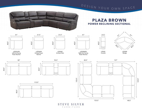 Plaza Smoked Gray 6-Piece Power Reclining Sectional from Steve Silver - Luna Furniture