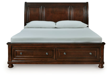 Porter Rustic Brown King Sleigh Storage Platform Bed from Ashley - Luna Furniture