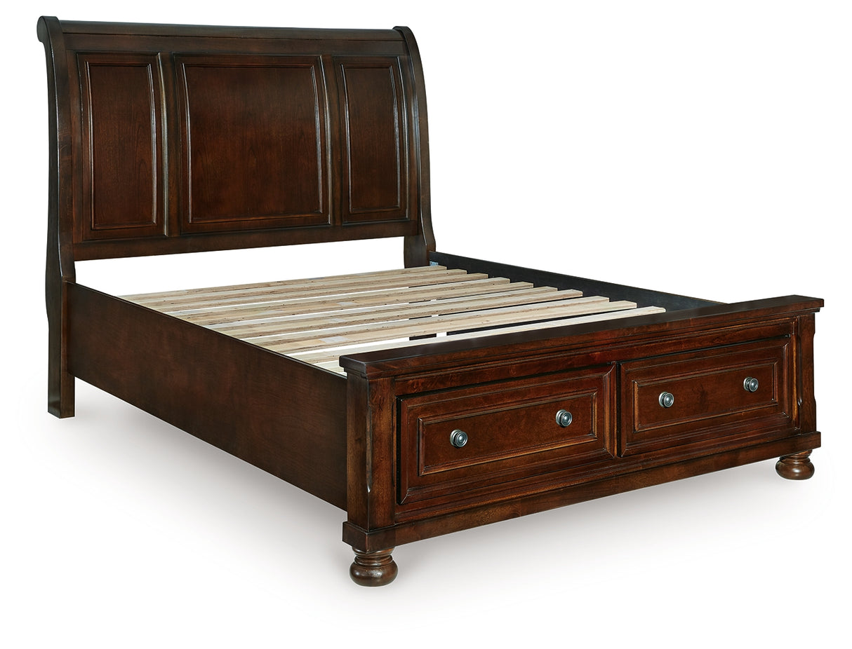 Porter Rustic Brown Queen Sleigh Storage Platform Bed from Ashley - Luna Furniture