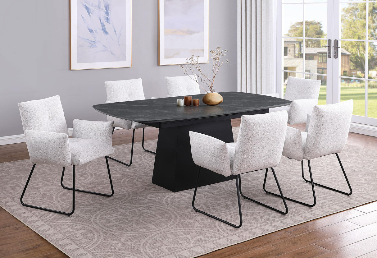 Potero Black Faux Marble Extendable Dining Table from Coaster - Luna Furniture