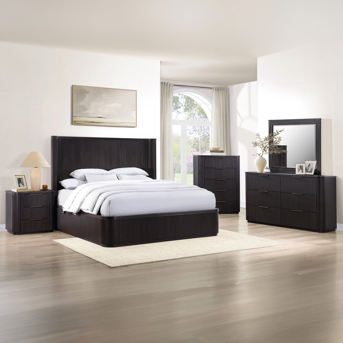 Henry 5-Drawer Reeded Chest, Espresso Finish from Steve Silver - Luna Furniture