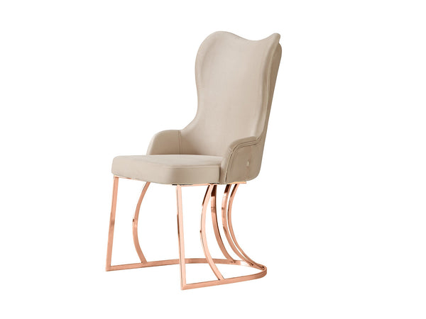Prag Dining Chair in Cream, Rose Gold C Leg