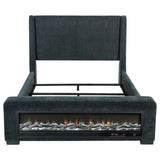 Preston Blue Upholstered California King Audio Fireplace Bed from Coaster - Luna Furniture