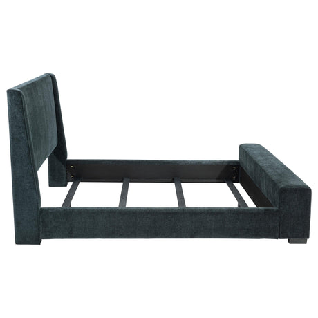 Preston Blue Upholstered Eastern King Audio Fireplace Bed from Coaster - Luna Furniture