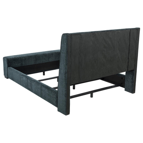 Preston Blue Upholstered Queen Audio Fireplace Bed from Coaster - Luna Furniture