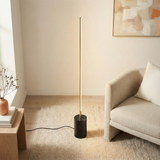 Prism Brassed Gold LED Floor Lamp with On/Off Switch Faux Marble Base from Ashcroft Furniture - Luna Furniture