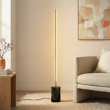 Prism Brassed Gold LED Floor Lamp with On/Off Switch Faux Marble Base from Ashcroft Furniture - Luna Furniture