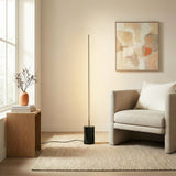 Prism Brassed Gold LED Floor Lamp with On/Off Switch Faux Marble Base from Ashcroft Furniture - Luna Furniture