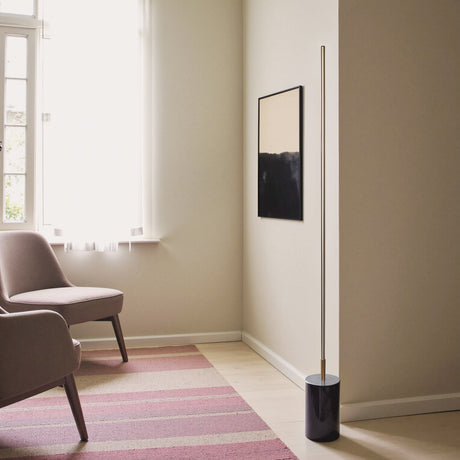 Prism Brassed Gold LED Floor Lamp with On/Off Switch Faux Marble Base from Ashcroft Furniture - Luna Furniture