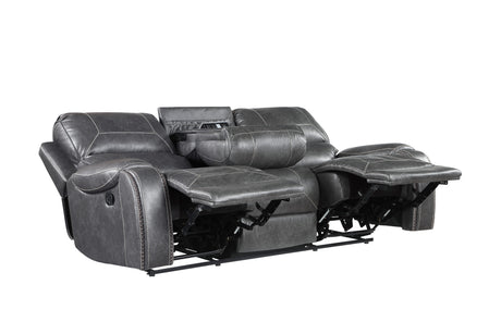 Keily Gray Reclining Sofa with Drop-Down Table from Steve Silver - Luna Furniture