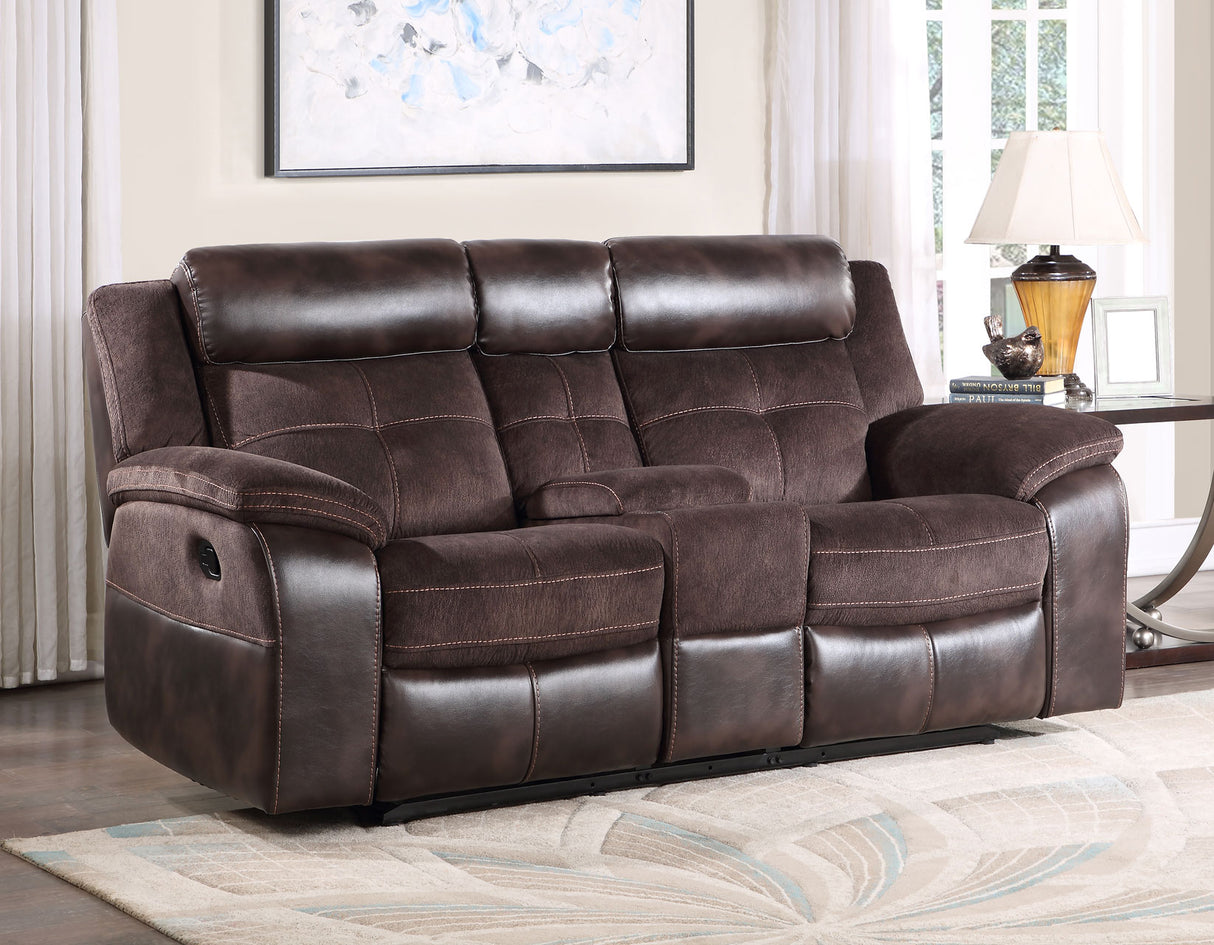 Pueblo Coffee Fabric/Leatherette 3-Piece Reclining Living Room Set from Steve Silver - Luna Furniture