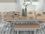 Purlaney Dining Table and 4 Chairs and Bench in Antique White/Natural from Ashley - Luna Furniture