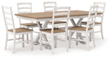 Purlaney Dining Table and 6 Chairs in Antique White/Natural from Ashley - Luna Furniture