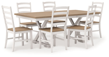Purlaney Dining Table and 6 Chairs in Antique White/Natural from Ashley - Luna Furniture