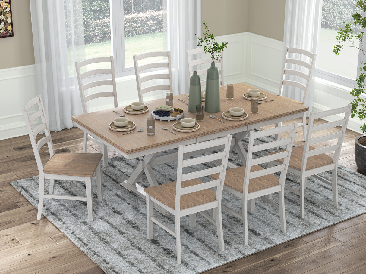 Purlaney Dining Table and 8 Chairs in Antique White/Natural from Ashley - Luna Furniture