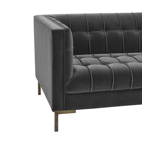 Isaac Channel Stitched Gray Velvet Loveseat from Steve Silver - Luna Furniture