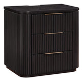 Henry Reeded 3-Drawer Nightstand with USB & Electric Outlets, Espresso Finish from Steve Silver - Luna Furniture