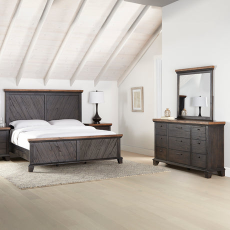 Bear Creek Brown 4-Piece King Set(King Bed/NS/Dresser/Mir) from Steve Silver - Luna Furniture