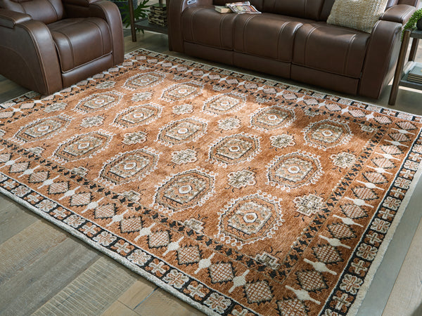 Qaabiz Sienna/Ivory/Black Large Rug
