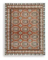 Qaabiz Sienna/Ivory/Black Large Rug from Ashley Furniture - Luna Furniture