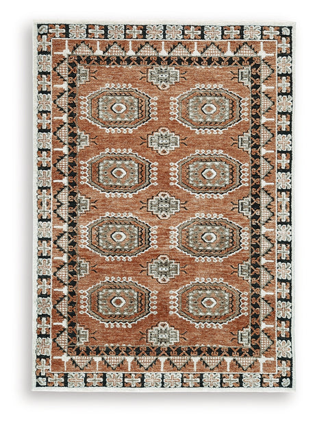 Qaabiz Sienna/Ivory/Black Medium Rug from Ashley Furniture - Luna Furniture