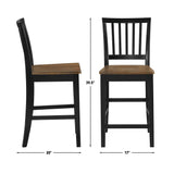 Joplin Walnut/Ebony Solid Wood 24" Farmhouse Counter Stool, Set of 2 from Steve Silver - Luna Furniture