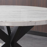 Xena 52-inch Round Dining Table, White Marble Top from Steve Silver - Luna Furniture
