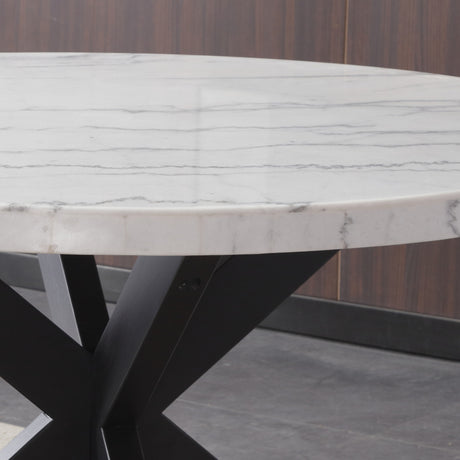 Xena 52-inch Round Dining Table, White Marble Top from Steve Silver - Luna Furniture