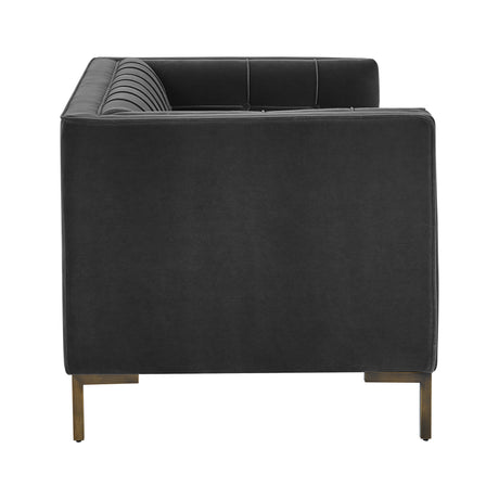 Isaac Channel Stitched Gray Velvet Loveseat from Steve Silver - Luna Furniture