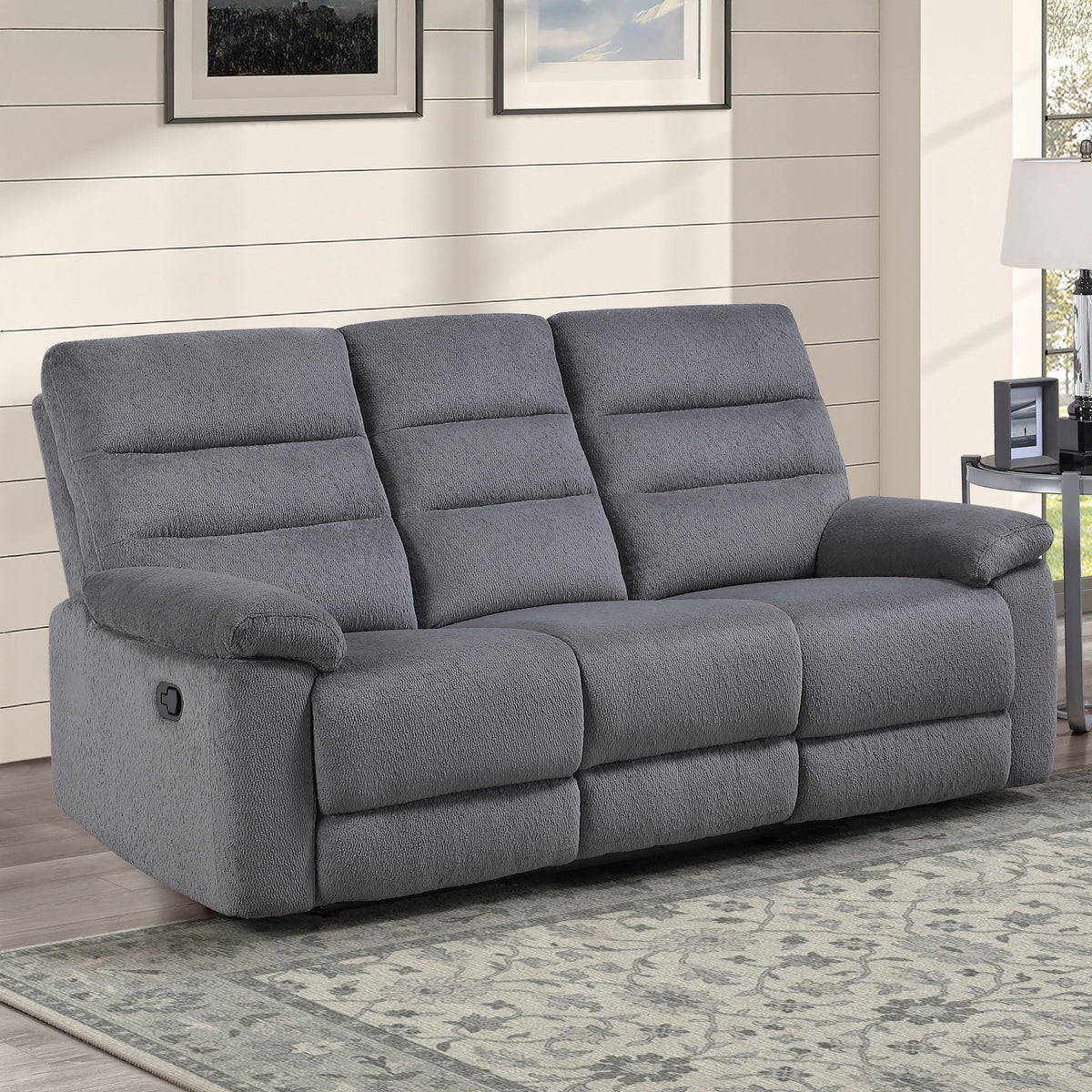 Cozy Gray Manual Recliner Sofa from Steve Silver - Luna Furniture