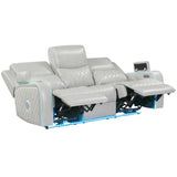 Luna Home Cinema Power Reclining Sofa, Ice Vegan Leather from Steve Silver - Luna Furniture