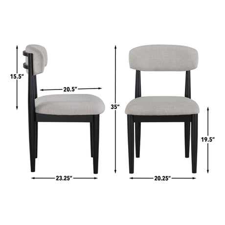 Magnolia Black/Gray Upholstered Side Chair, Black, Set of 2 from Steve Silver - Luna Furniture