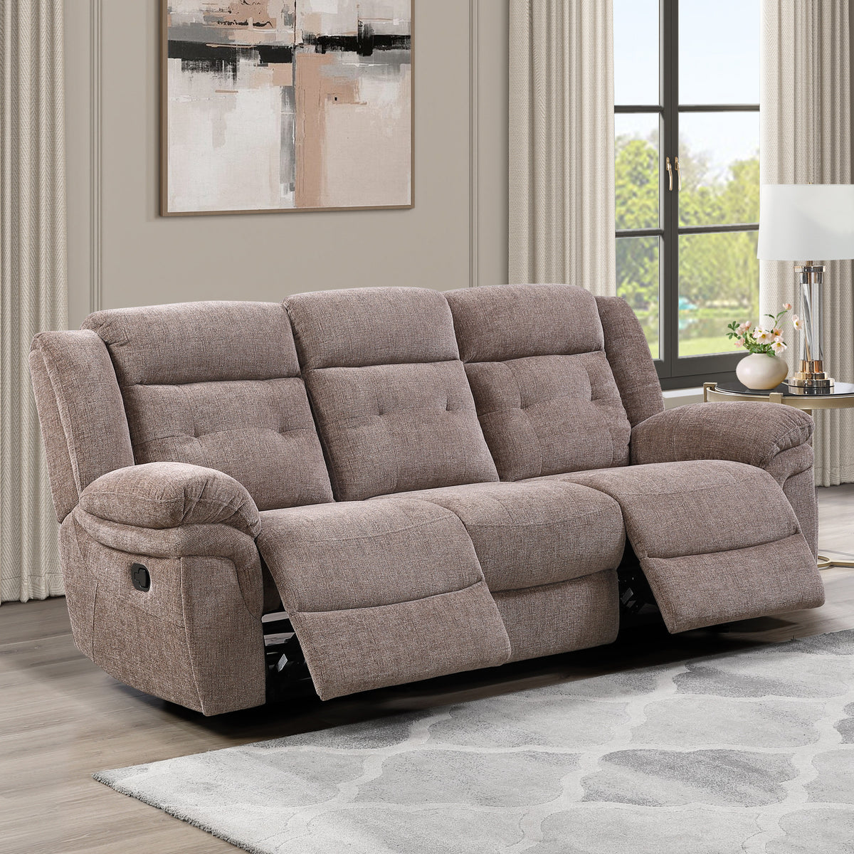 Sydney Brown Manual Recliner Sofa from Steve Silver - Luna Furniture