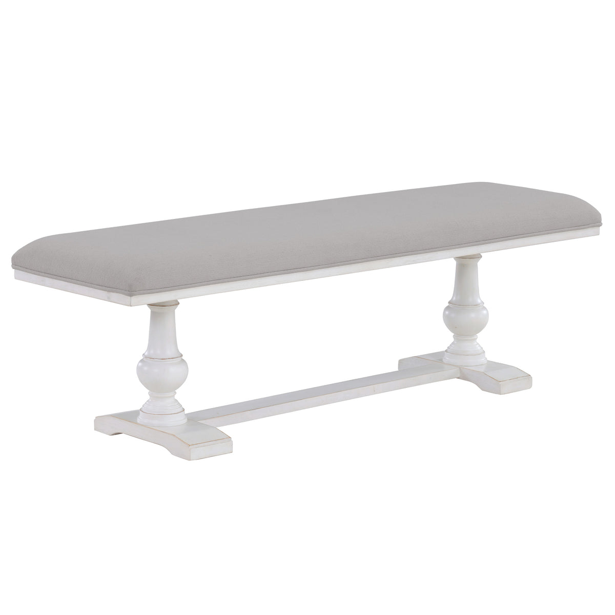 Warren White/Gray 60″ Upholstered Dining Bench from Steve Silver - Luna Furniture