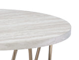 Rowyn Copper Metal Base Faux Marble Top End Table from Steve Silver - Luna Furniture