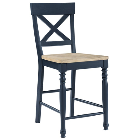Darcy 5-Piece 64-82″Counter Set with 18-inch leaf, Midnight Blue and Natural Finish from Steve Silver - Luna Furniture